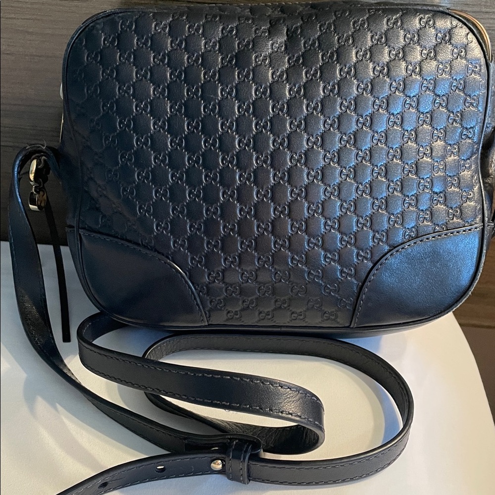 Gucci Black Leather guccisima monogram camera crossbody bag - Picture 14 of 15